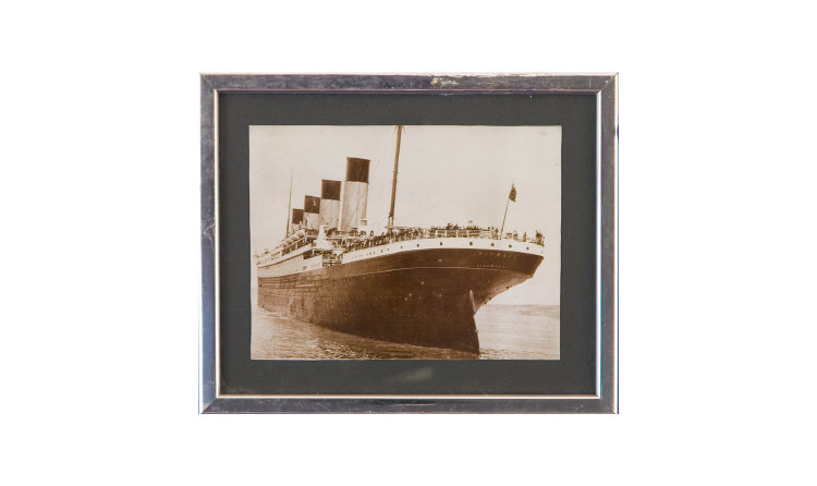 Appraisal: Old Framed Sepia Photograph of S S Titanic leaving Queenstown