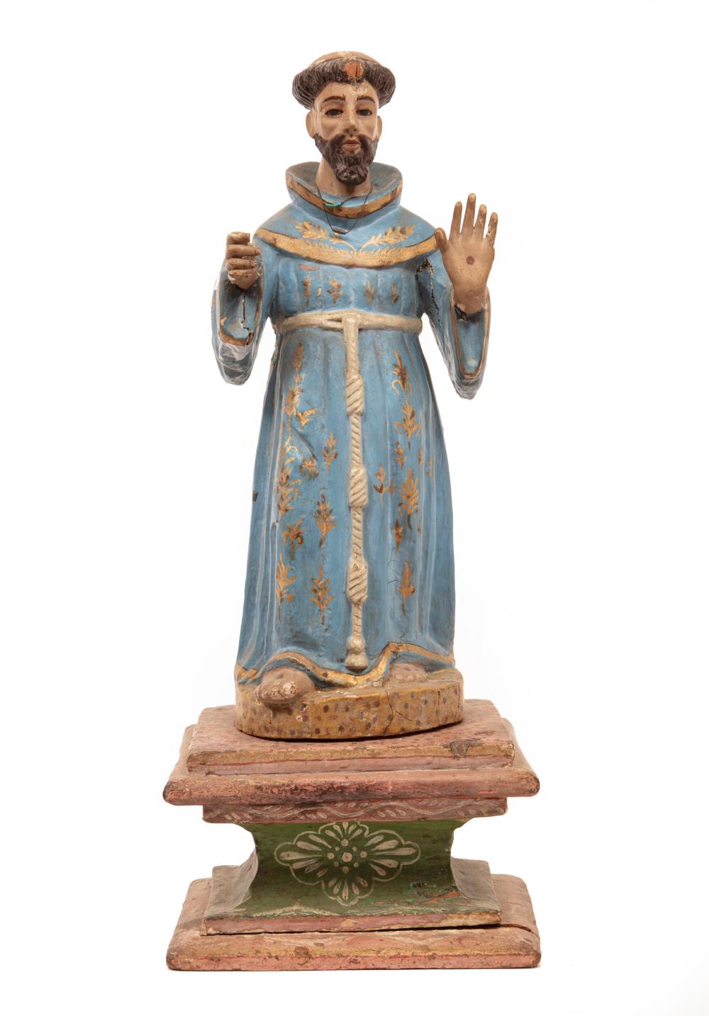 Appraisal: Polychrome Painted Carved Wood Figure of a Saint probably St