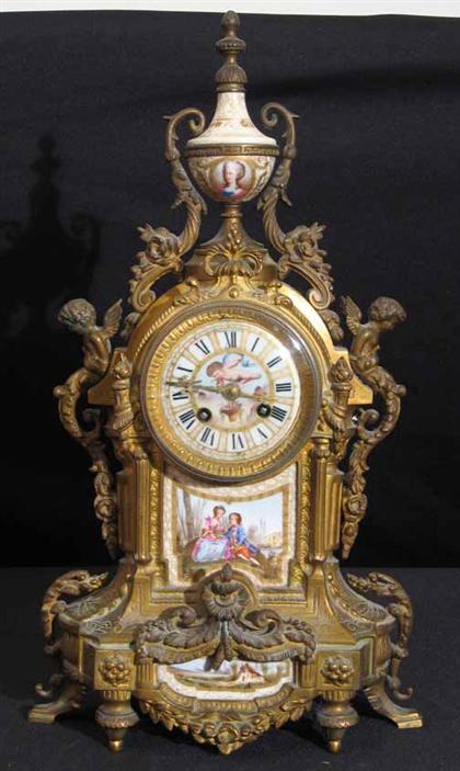 Appraisal: Louis XV style porcelain and gilt brass mantle clock th