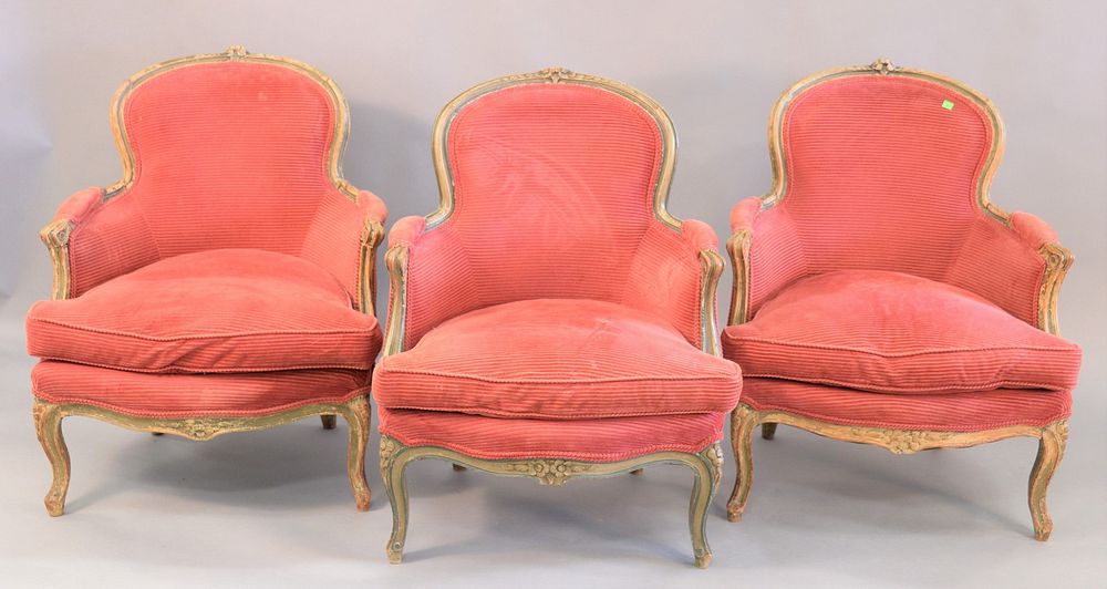 Appraisal: Six French chairs to include three French style armchairs with