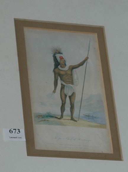 Appraisal: GEORGE BAXTER - Chief of the Rarotonga Oil print x