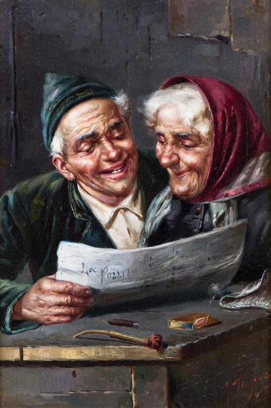 Appraisal: Sale Lot Artist Unknown Continental th century Elderly Couple Reading