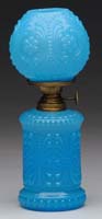 Appraisal: SCARCE OPALENE MINI LAMP S - Blue opaline glass with