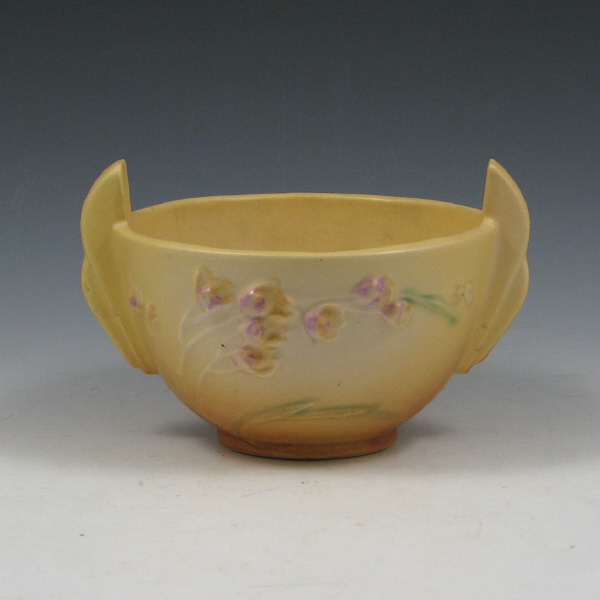 Appraisal: Roseville Ixia bowl in yellow and beige Faintly marked Roseville