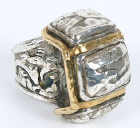 Appraisal: Artist made English sterling men's ring with gold trim st