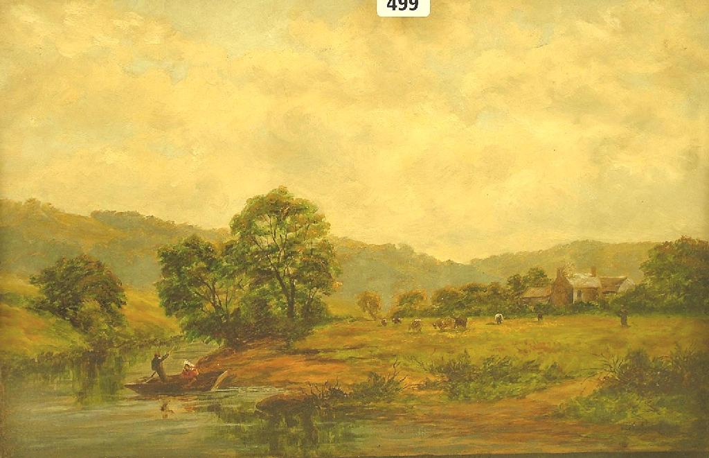 Appraisal: th century British School - river landscape with two figures