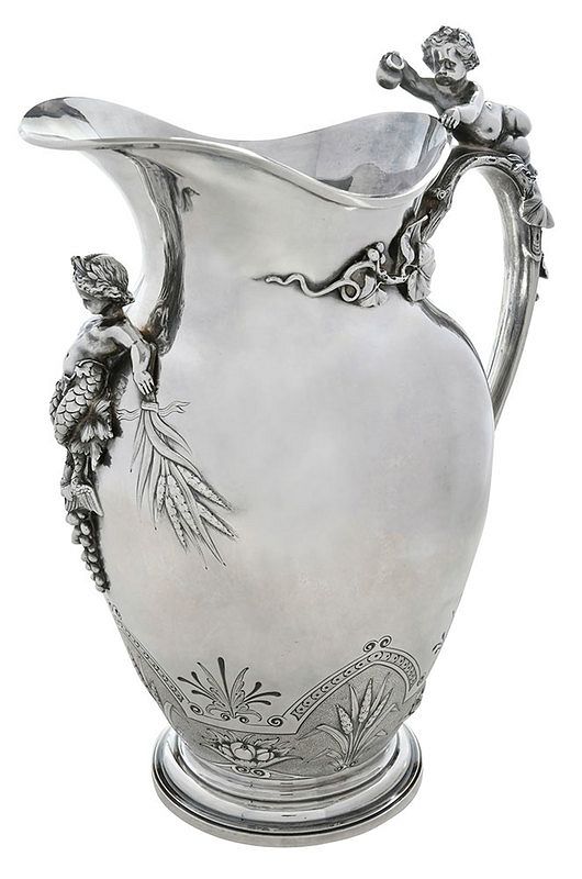 Appraisal: Galt Coin Silver Water Pitcher American late th century urn