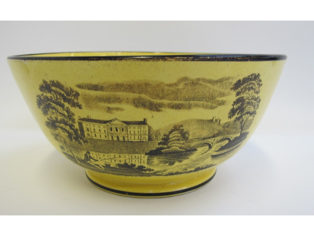 Appraisal: Yellow glazed Staffordshire bowl with transfer decoration