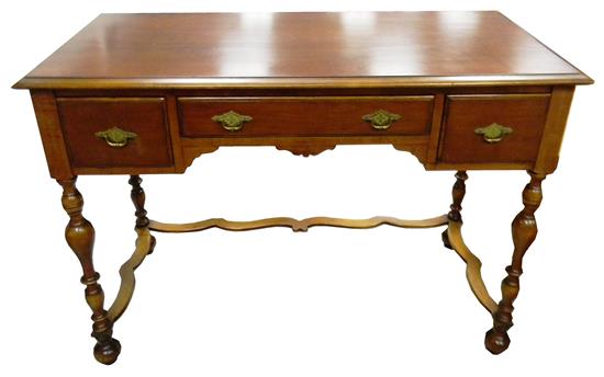 Appraisal: William Mary style table custom-finished two short drawers on either