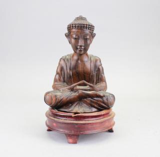 Appraisal: Carved Balinese Seated Buddha Signed Carved Balinese Seated Buddha Signed