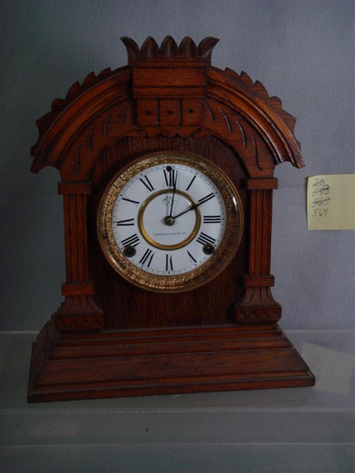 Appraisal: Ansonia Tunis mantle clock porcelain dial oak case t s