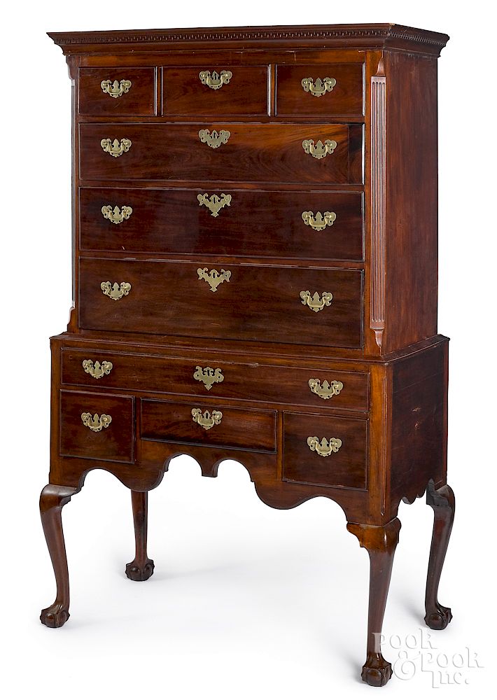 Appraisal: New York Chippendale mahogany high chest New York Chippendale mahogany