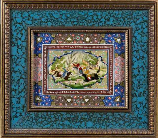 Appraisal: A Fine Persian Painting on Copper or TinFinely painted to