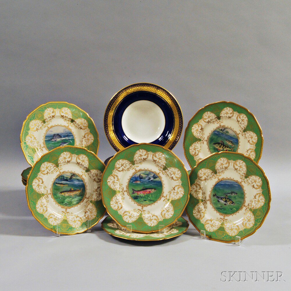 Appraisal: Set of Twelve Minton's Bowls and Twelve Black Knight Fish