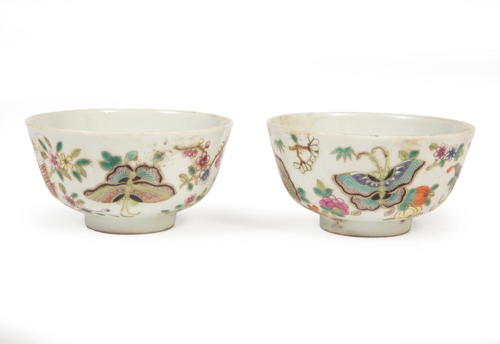 Appraisal: CHINESE FAMILLE ROSE PORCELAIN 'BUTTERFLY' BOWLSPair of Chinese Famille Rose