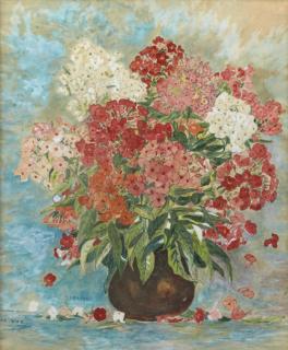 Appraisal: B F Guinn Still Life of Flowers in a Brown