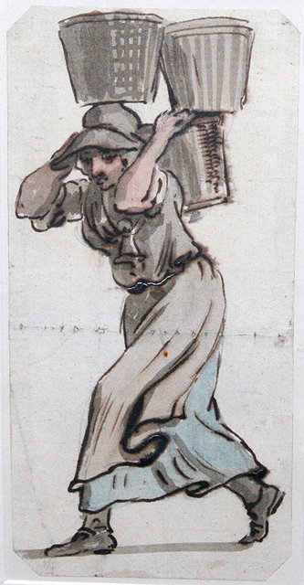 Appraisal: PAUL SANDBY - A fish wife pen ink and colour