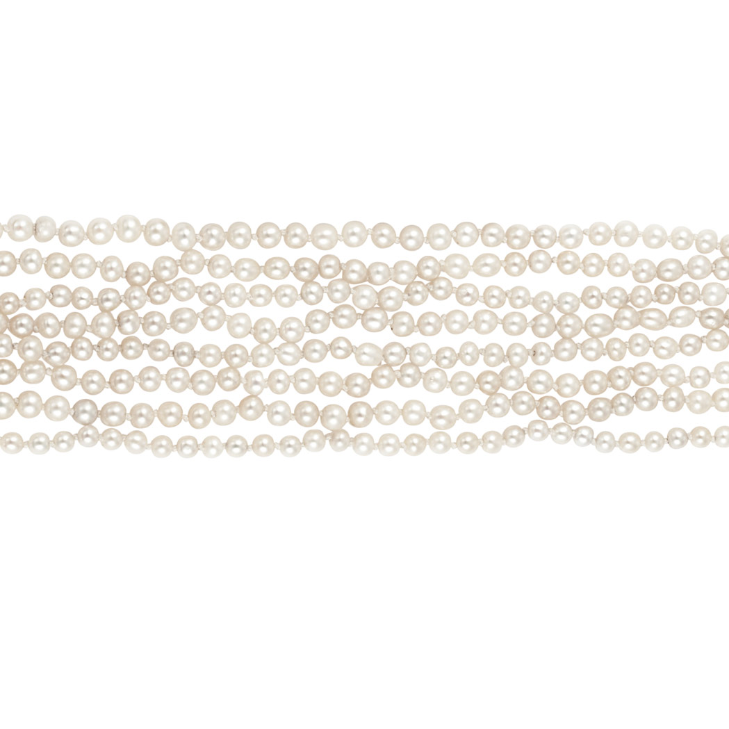 Appraisal: Long Natural Pearl Necklace Pearls ap to mm Length inches