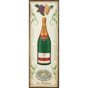 Appraisal: A Mercier Champagne and les Huitres Painted Advertising Panel th