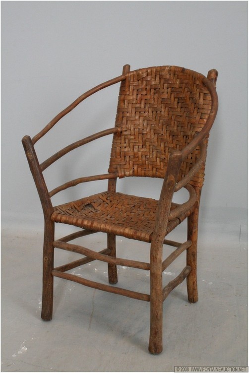 Appraisal: EARLY SIGNED OLD HICKORY HOOP ARMCHAIR W x H x