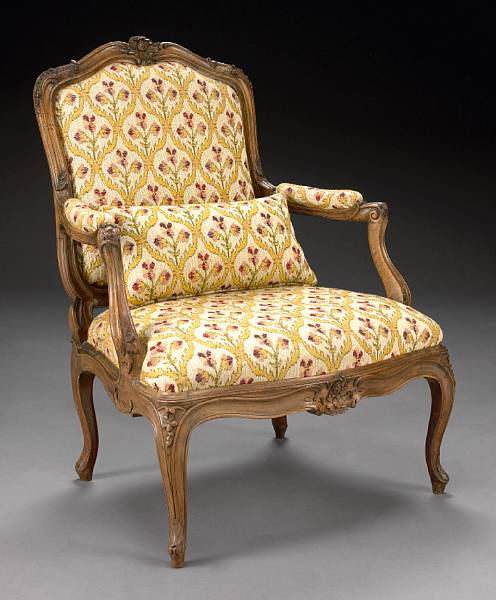 Appraisal: A Louis XV carved walnut fauteuil second half th century