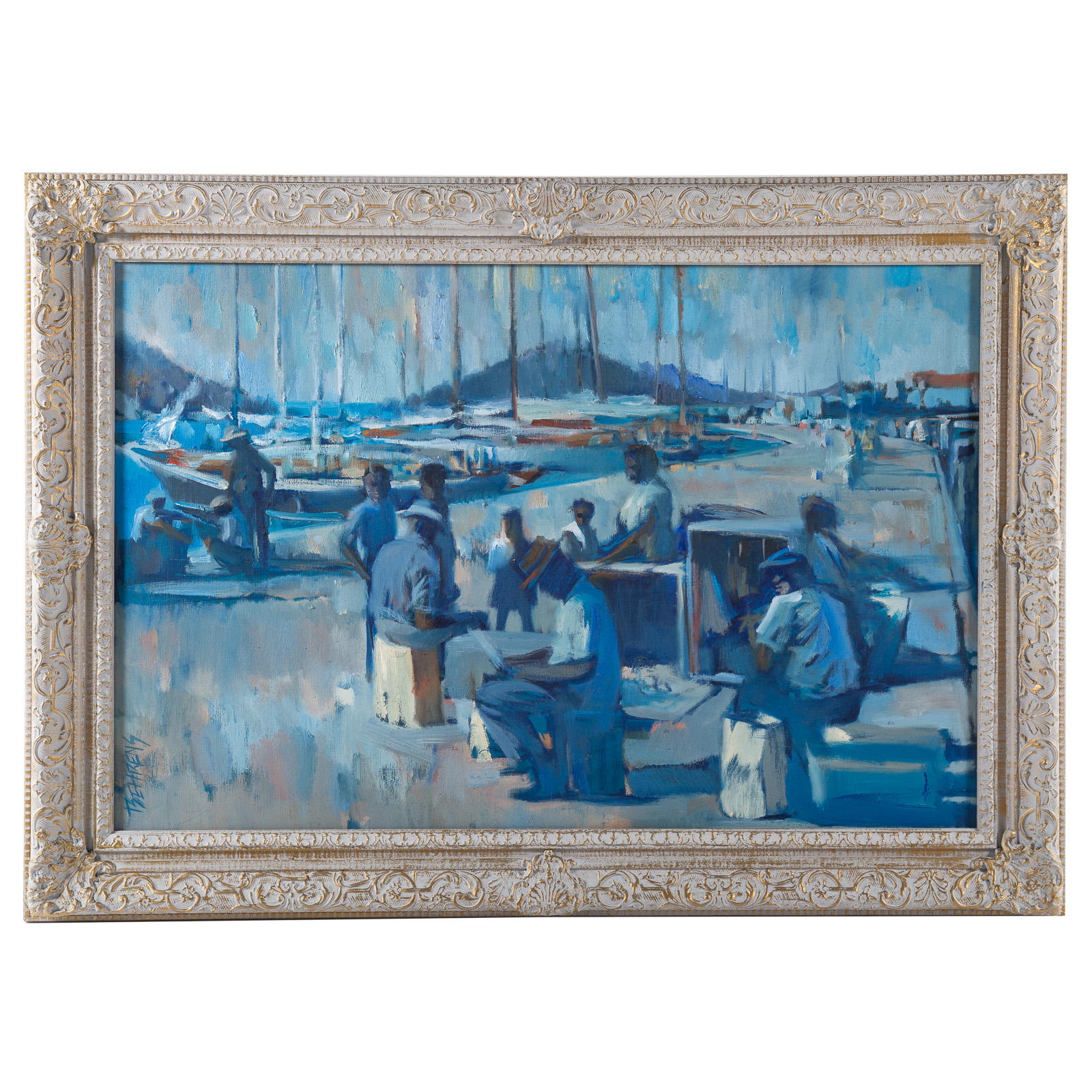 Appraisal: HOWARD BEHRENS AT THE DOCK BLUE PERIOD OIL American -