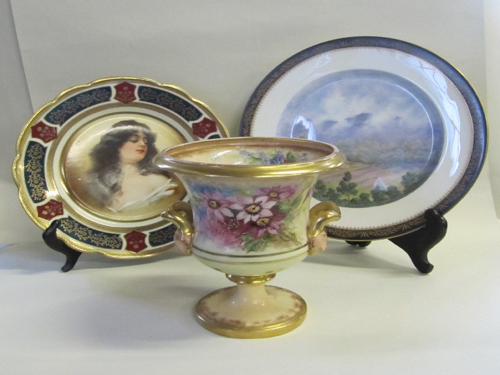 Appraisal: Nautilus porcelain Campana urn Aynsley Balmoral plate and an Austrian