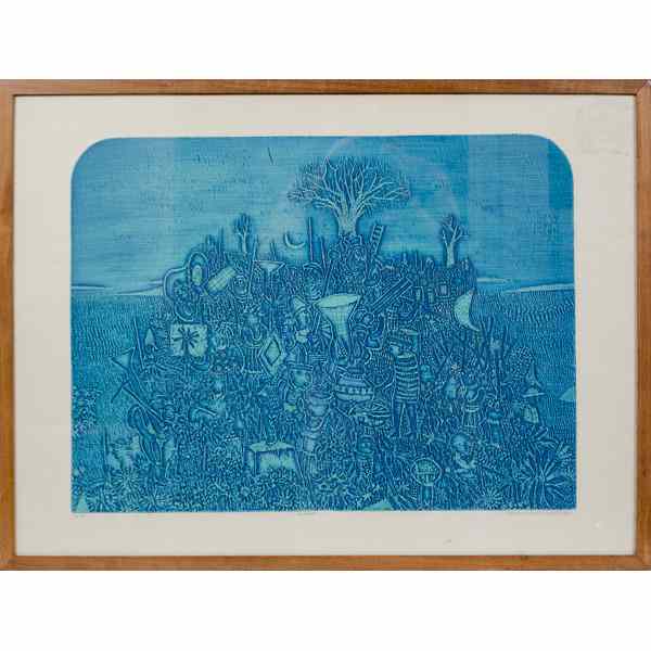 Appraisal: Drypoint by Sergio Gonzalez-Tornaero Titled Nocturne and dated drypoint and