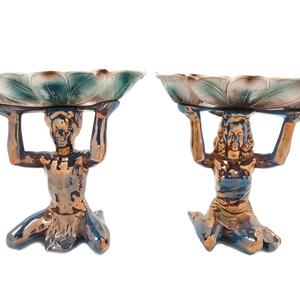 Appraisal: A Pair of Continental Ceramic Figural Compotes th th Century