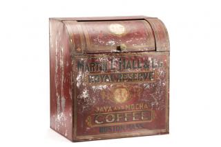 Appraisal: Martin L Hall Red Tole Coffee Dispenser C Martin L