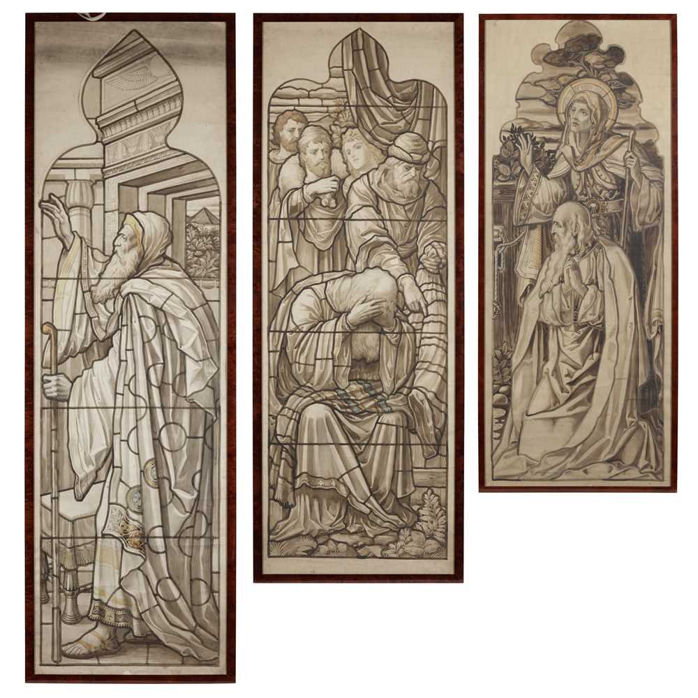 Appraisal: JAMES BALLANTINE SON EDINBURGH TWO STAINED GLASS CARTOONS CIRCA sepia