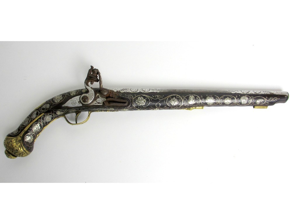 Appraisal: A late th early th century Continental flintlock holster pistol