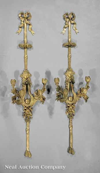 Appraisal: A Pair of Antique Louis XVI-Style Gilt Four-Light Sconces each