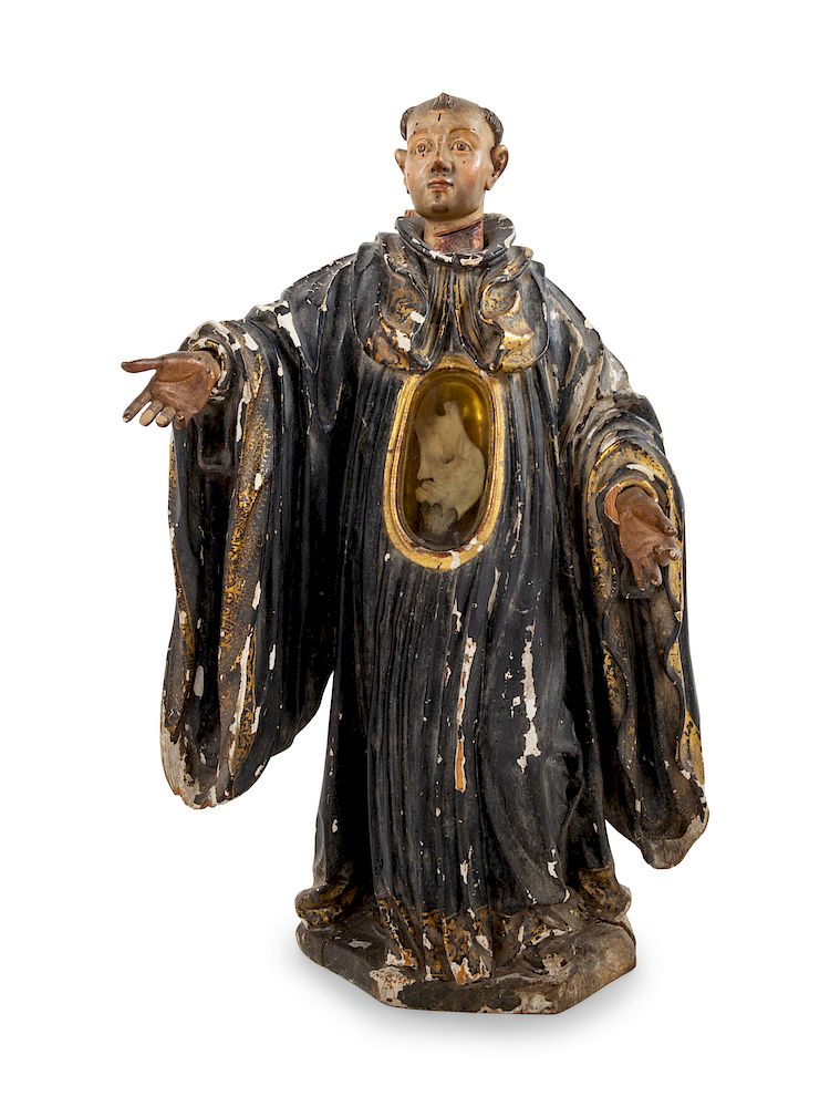 Appraisal: A Continental Painted Reliquary Figure A Continental Painted Reliquary Figure