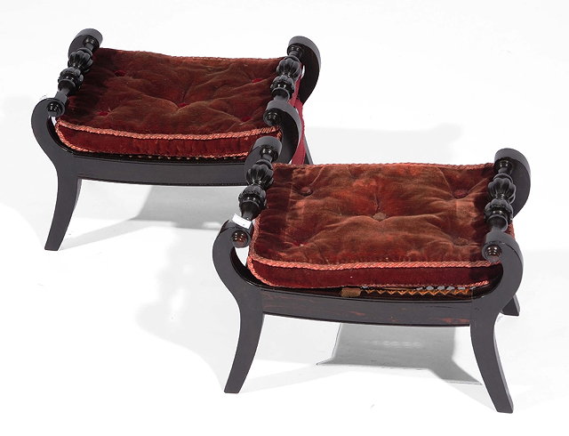 Appraisal: A pair of Anglo-Indian small ebony foot stools th Centuryeach