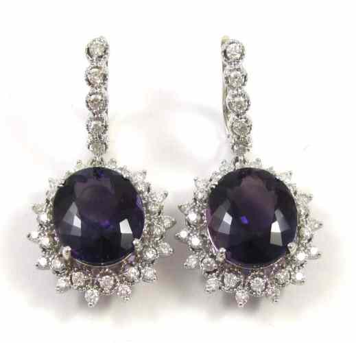 Appraisal: PAIR OF AMETHYST AND DIAMOND EARRINGS each k white gold