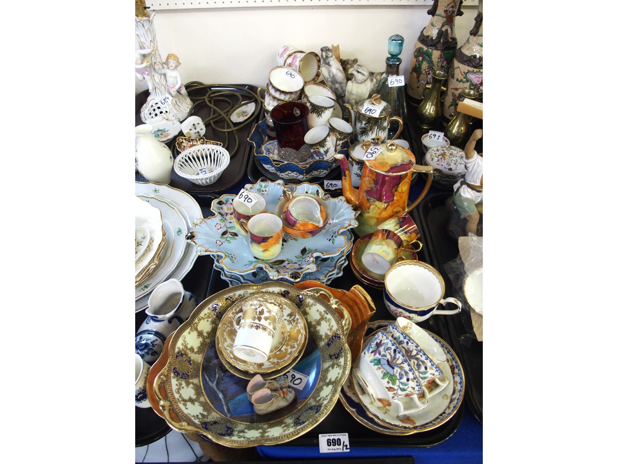 Appraisal: Two trays comprising Czech tea set Japanese tea set Noritake