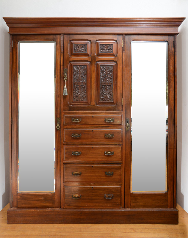 Appraisal: TURN OF THE CENTURY CARVED WALNUT ARMOIRE SHRANK Center door