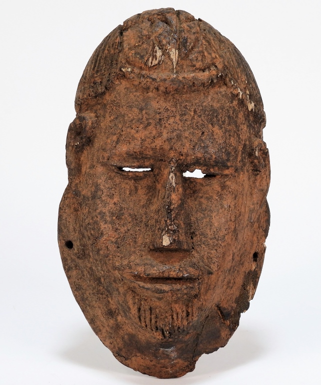 Appraisal: ATTR AFRICAN BINI TRIBE CARVED WOOD MASK AfricaEarly th CenturyFigural