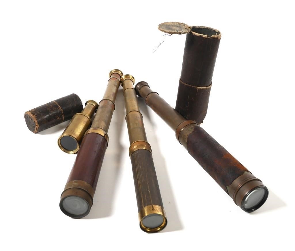 Appraisal: Four old C nautical spyglass telescopes Four different th century