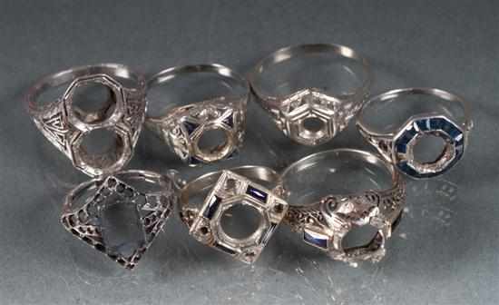 Appraisal: Group of Art Deco platinum and K gold ring settings