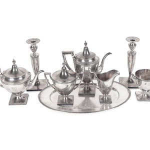 Appraisal: An American Silver Tea and Coffee Service with Oval Tray