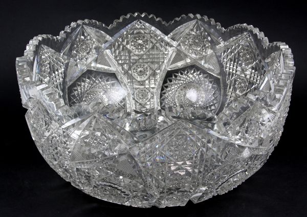 Appraisal: th Century brilliant cut glass punchbowl dia x h Chip