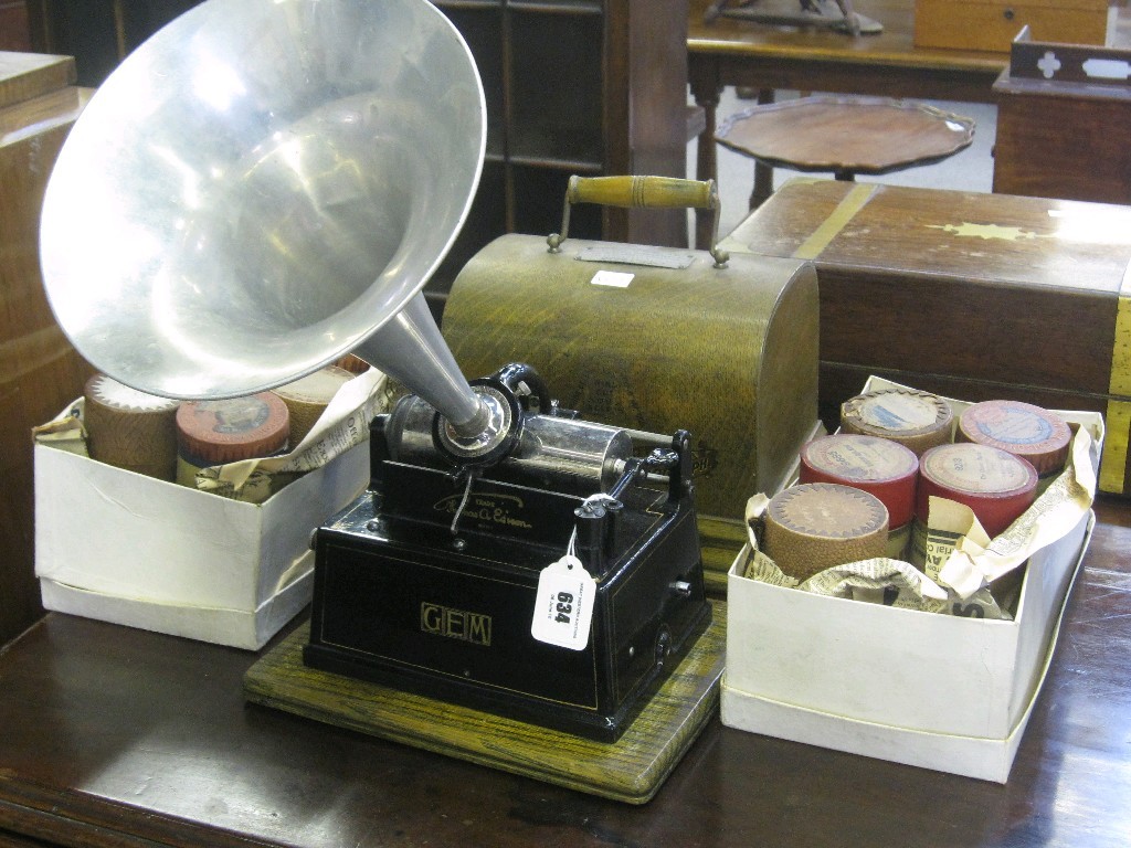 Appraisal: Edison 'gem' phonograph with thirteen wax cylinders