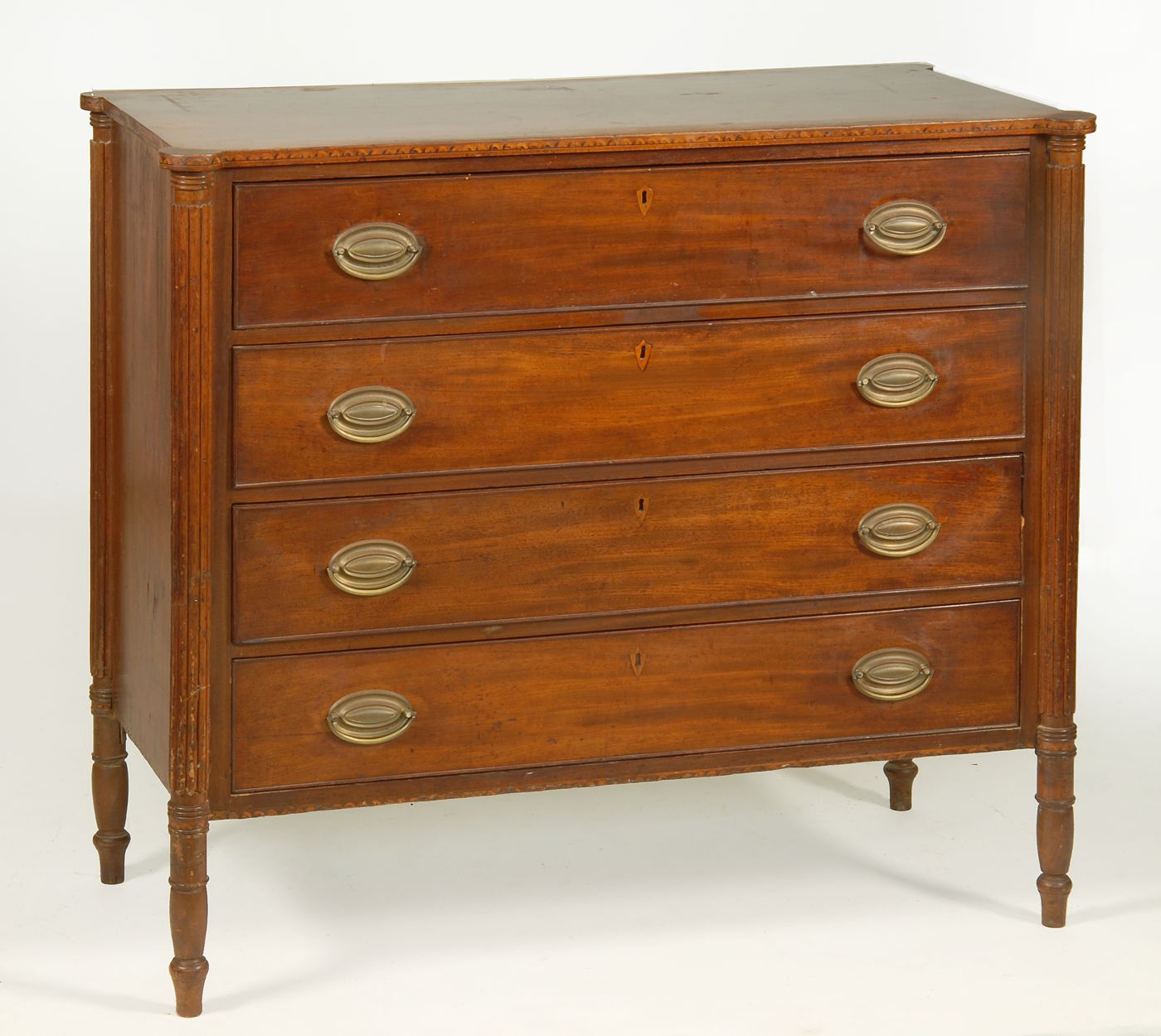 Appraisal: ANTIQUE AMERICAN SEYMOUR SCHOOL SHERATON FOUR-DRAWER CHEST OF DRAWERS North