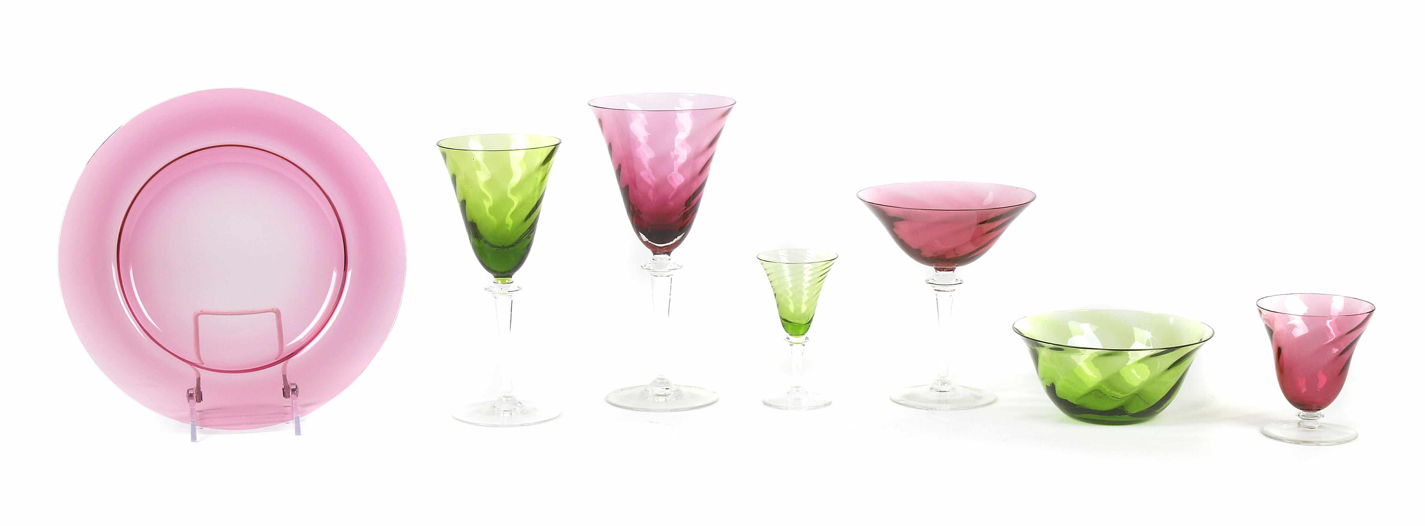 Appraisal: An assembled group of colored and clear glass tableware Comprising