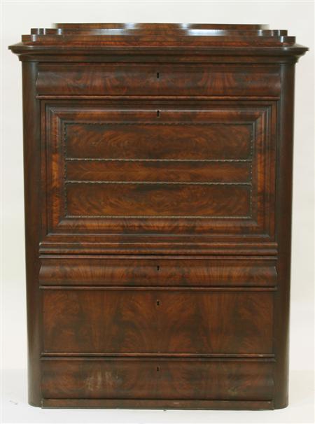 Appraisal: A th century French mahogany secretaire abatant the stepped shaped