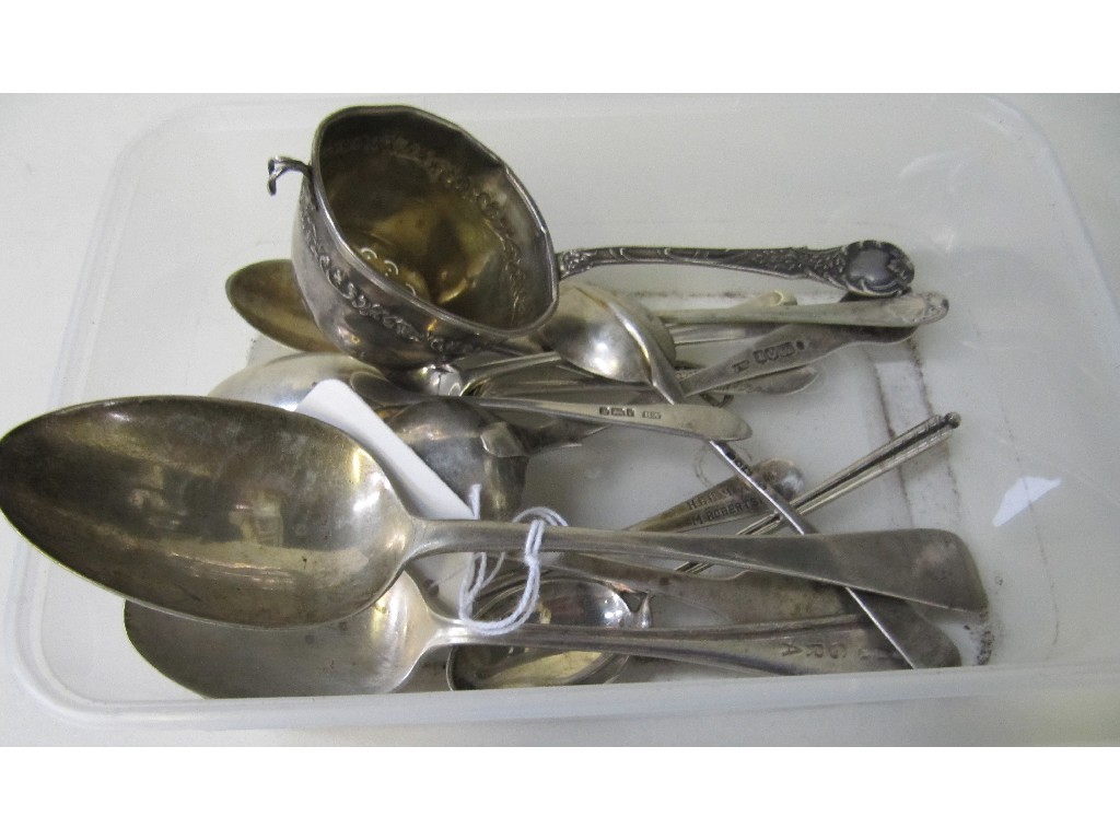 Appraisal: Lot comprising assorted silver spoons and a strainer assorted marks