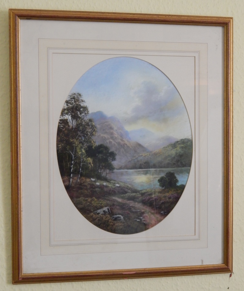 Appraisal: W Reeves th thC Sheep in highland scene pastel signed