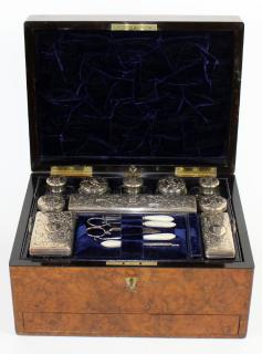 Appraisal: Antique English sterling traveling ladies vanity set Antique English ladies